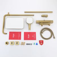 Товар: Душевая система Raglo с термостатом Золото матовое арт-R22.26.03 - фото 11 Душевая система Raglo с термостатом Золото матовое арт-R22.26.03 — фото 11, Душевые стойки