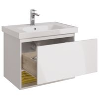 Тумба PERFECTO, 70 см, подвесная, 1 ящик, push-to-open, белый глянец арт-99.0807 — фото 3, Тумбы под раковину