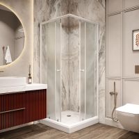 Душевой уголок Parly 80x80 профиль Белый стекло матовое арт-ZFQ81 — фото 2, Квадратные душевые уголки