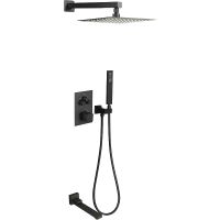 Душевая система ALMAes Khabur с термостатом Черная матовая арт-TVZ-0897 — фото 1, Встраиваемые душевые комплекты