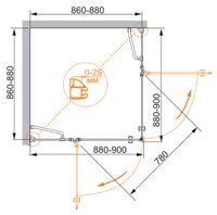 Душевой уголок CEZARES арт-VERONA-W-A-2-90-C-Cr — фото 3, Квадратные душевые уголки