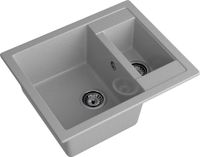 GRANFEST Мойка QUADRO 610K 1,5-чаши 610*500мм серый арт.GF- арт-Q-610K серый — фото 1, Кухонные мойки