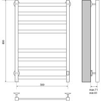 Электрический полотенцесушитель Melodia della vita Moderno Electro Ferrum 50х80 П8 Черн арт-MTRMEF5080bk — фото 2, Электрические полотенцесушители