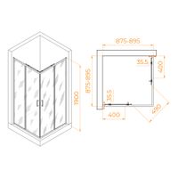 Душевой уголок  90*90*190 RGW PA-31 Квадрат/Хром/Прозрачное/6 мм (Easy) арт-02083199-11 — фото 7, Квадратные душевые уголки