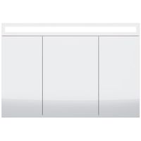 Шкаф зеркальный UNI, 120 см, 3 дверцы, 6 стеклянных полок, с LED-подсветкой и выключателем, белый арт-99.9013 — фото 3, Зеркальные шкафы в ванную