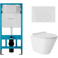 Комплект унитаза с инсталляцией Aqueduto Cone с сиденьем Микролифт и Белой глянцевой клавиш арт-AQDS035T — фото 1, Комплекты унитаз + инсталляция