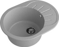 GRANFEST Мойка RONDO 580L 1-чаша+крыло 579*445мм серый арт.GF- арт-R-580L серый — фото 1, Кухонные мойки