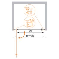 Душевая дверь CEZARES арт-ELENA-W-B-1-60-P-Cr-L — фото 3, Распашные душевые двери