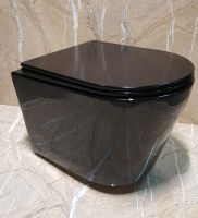 Унитаз CeramaLux подвесной Черный с сиденьем Микролифт арт-NS-5178-18 — фото 9, Подвесные унитазы