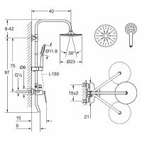 Товар: Душевая система Laguraty Черный арт-17057 - фото 2 Душевая система Laguraty Черный арт-17057 — фото 2, Душевые стойки