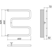 Водяной полотенцесушитель Grota Kamelo 600х400 Хром арт-Камело 60/40 — фото 2, Водяные полотенцесушители