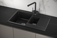 Granula-ES- (чёрный металлик), кухонная мойка, кварц арт-7808, ШВАРЦ — фото 1, Кухонные мойки