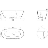 Ванна из искусственного камня Salini Sofia 165х75 Белая глянцевая арт-102511G — фото 6, Ванны из искусственного камня