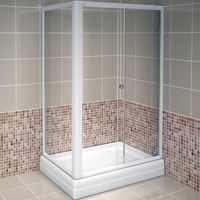 Душевой уголок Radomir Верчелли 121x84 R с поддоном профиль Белый стекло прозрачное арт-1-03-1-2-0-0120 — фото 1, Прямоугольные душевые уголки