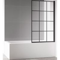 Шторка на ванну AQUAme 80 R профиль Черный матовый стекло прозрачное арт-AQM2858-R — фото 1, Неподвижные шторки для ванной