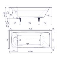 Чугунная ванна Creto Flight 170x75 без антискользящего покрытия арт-27-1175 — фото 3, Чугунные ванны