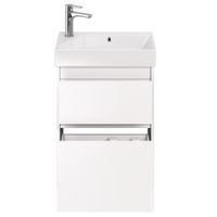 Тумба SLIM, 55 см, подвесная/напольная, 2 ящика, белый глянец арт-99.0400 — фото 9, Тумбы под раковину