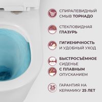 Унитаз подвесной безободковый с сиденьем CEZARES LINER арт-CZR-3808-53-TH-TOR/SC — фото 10, Подвесные унитазы