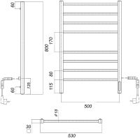 Товар: Электрический полотенцесушитель Domoterm Куба П8 500x800 EK R Хром арт-КубаП8500x800EKR - фото 2 Электрический полотенцесушитель Domoterm Куба П8 500x800 EK R Хром арт-КубаП8500x800EKR — фото 2, Электрические полотенцесушители