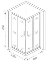 Душевой уголок Good Door Cofe CR-120-80-C-B 120x80 профиль Черный стекло прозрачное арт-КФ00008 — фото 2, Прямоугольные душевые уголки