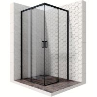 Душевой уголок Ambassador Queen 100х100 профиль Черный стекло прозрачное арт-11011204Black — фото 1, Квадратные душевые уголки