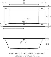 Акриловая ванна Riho Lugo 190х90 R (BD6900500000000) без гидромассажа арт-B136014005 — фото 2, Акриловые ванны