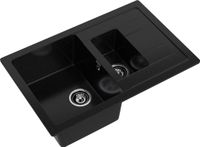 GRANFEST Мойка QUADRO 775KL 1,5-чаши+крыло 765*495мм черный арт.GF- арт-Q-775KL черный — фото 1, Кухонные мойки