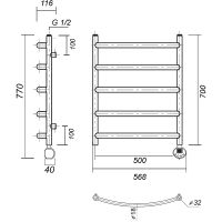 Электрический полотенцесушитель Domoterm Калипсо П5 500x700 ER Хром арт-КалипсоП5500x700ER — фото 2, Электрические полотенцесушители