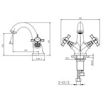 Смеситель для раковины Caprigo Bristol Бронза арт-21-520-vot — фото 2, Смесители для раковины