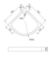 Акриловый поддон для душа Gemy 90х90х14 радиальный Белый арт-ST07T — фото 2, Акриловые душевые поддоны