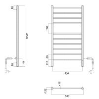Электрический полотенцесушитель Domoterm Медея DMT Медея П10 500x1000 EK R Черный матовый арт-DMTМедеяП10500x1000ЧРНEKR — фото 2, Электрические полотенцесушители