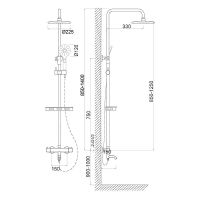 Душевая система Melodia della vita Salsa с термостатом Черная матовая арт-MSC00109С_bk — фото 5, Душевые стойки