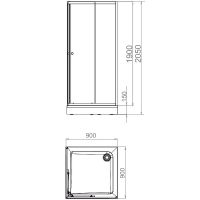 Душевой уголок Melodia della vita Cube 90x90 профиль Черный стекло прозрачное арт-MCNCB9090TBk — фото 3, Квадратные душевые уголки