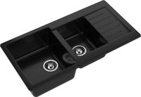 GRANFEST Мойка PRACTIK 980KL 2 чаши+крыло 980*510мм черный арт.GF- арт-P-980KL черный — фото 1, Кухонные мойки