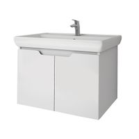 Тумба Q (D), 70 см, подвесная, 2 дверцы, белый глянец арт-99.1002 — фото 1, Тумбы под раковину