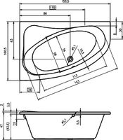 Акриловая ванна Riho Lyra 153x100 (BA6700500000000) R без гидромассажа арт-B021001005 — фото 3, Акриловые ванны