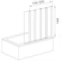 Шторка на ванну Good Door Screen 120х140 GR5-120-C-CH профиль Хром стекло прозрачное арт-ПД00082 — фото 3, Складные шторки для ванной