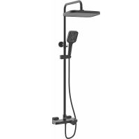 Душевая система Rose R18H с термостатом Черная матовая арт-R1896H-6 — фото 1, Душевые стойки