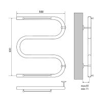 Водяной полотенцесушитель Melodia della vita Simple Shelf М-образный 60х50х1 с полкой Поли арт-MTRSS6050 — фото 2, Водяные полотенцесушители