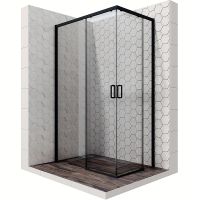 Душевой уголок Ambassador Queen 120х80 профиль Черный стекло прозрачное арт-11011205LBlack — фото 1, Прямоугольные душевые уголки