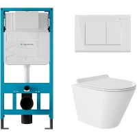 Комплект унитаза с инсталляцией Aqueduto Cone с сиденьем Микролифт и Белой глянцевой клавиш арт-AQDS032T — фото 1, Комплекты унитаз + инсталляция