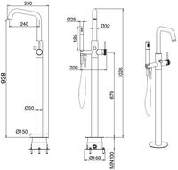 Смеситель для ванны Allen Brau Priority 5.31008-31 Черный матовый — фото 33, Смесители напольные