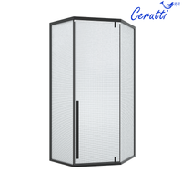Душевой уголок Ceruttispa 90x90 C3ABD профиль Черный стекло рифленое — фото 4, Душевые уголки трапеция