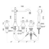 Смеситель на борт ванны Webert Armony , медь арт-AM730402060 — фото 2, Смесители на борт ванны