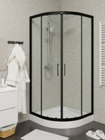 Душевой уголок Ceruttispa Viva 100x100 VIVA100B 8412 профиль Черный стекло прозрачное — фото 5, Душевые уголки четверть круга