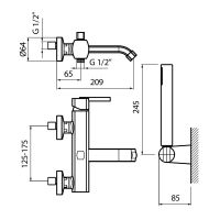 Смеситель для ванны Webert Azeta , хром арт-AZ850101015 — фото 2, Смеситель для ванны