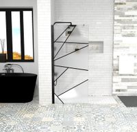 Душевая перегородка Ceruttispa Pick 90 PICK T90B 10378 профиль Черный матовый стекло узор матовый с прозрачным — фото 1, Душевые перегородки