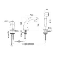 Смеситель на борт ванны Webert Aurora , бронза арт-AU850701065 — фото 2, Смесители на борт ванны