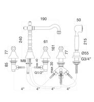 Товар: Смеситель на борт ванны Fiore COLONIALE , золото арт-02OO0607 - фото 2 Смеситель на борт ванны Fiore COLONIALE , золото арт-02OO0607 — фото 2, Смесители на борт ванны