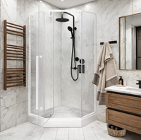 Душевой уголок Ceruttispa 90x90 C3AW профиль Белый стекло прозрачное — фото 5, Душевые уголки трапеция